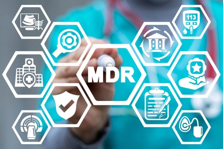 Healthcare worker holding marker on MDR graph